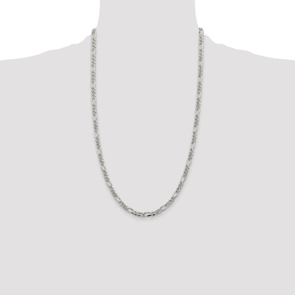 Sterling Silver 4.3mm Pav� Flat Figaro Chain