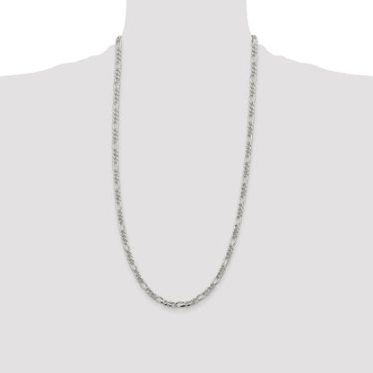 Sterling Silver 4.3mm Pav� Flat Figaro Chain