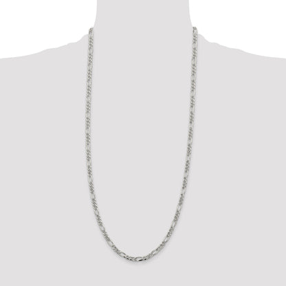 Sterling Silver 4.3mm Pav� Flat Figaro Chain