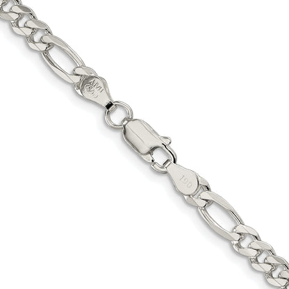 Sterling Silver Rhodium-plated 4.3mm Pav� Flat Figaro Chain