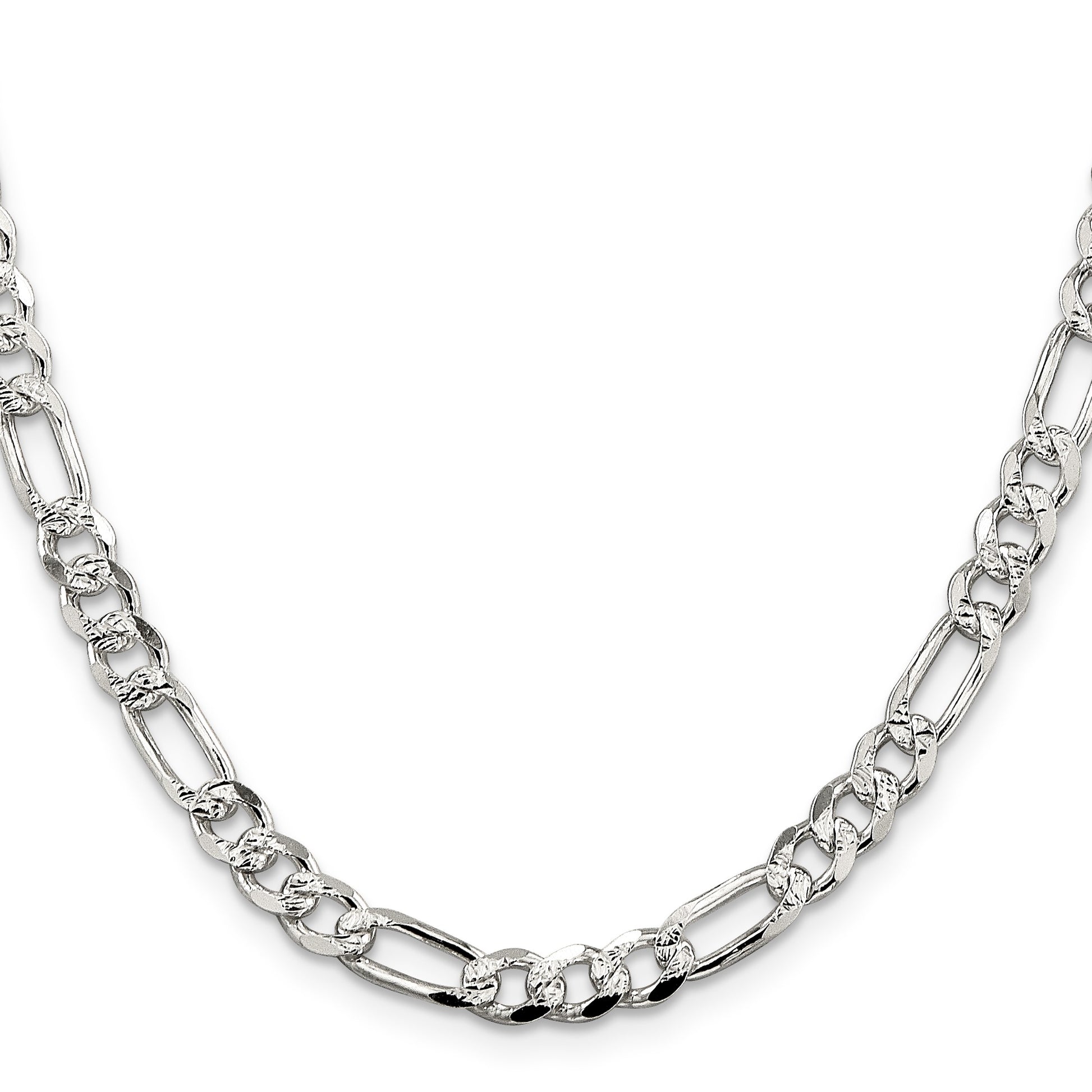 Sterling Silver 5.5mm Pav� Flat Figaro Chain