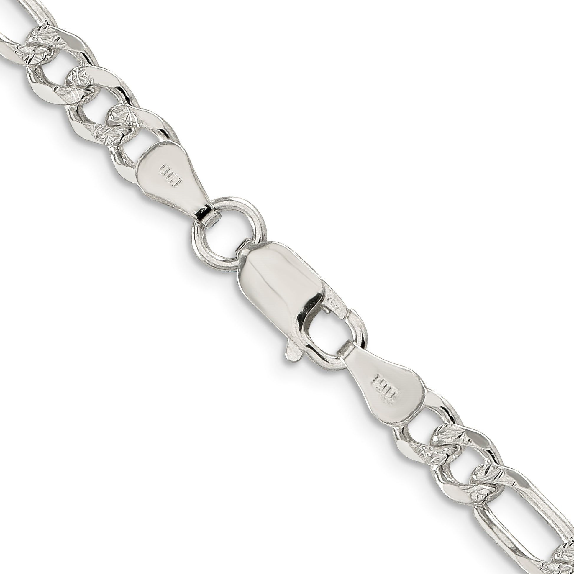 Sterling Silver 5.5mm Pav� Flat Figaro Chain