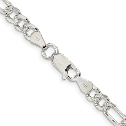 Sterling Silver 5.5mm Pav� Flat Figaro Chain