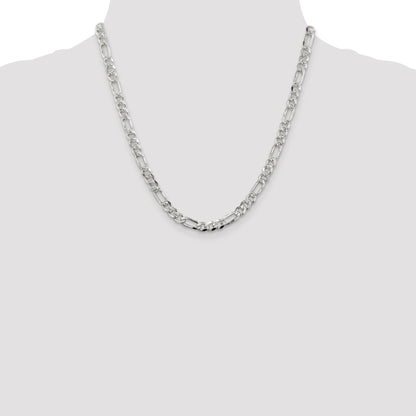 Sterling Silver 5.5mm Pav� Flat Figaro Chain