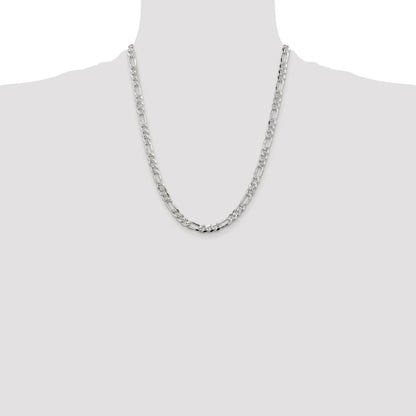 Sterling Silver 5.5mm Pav� Flat Figaro Chain