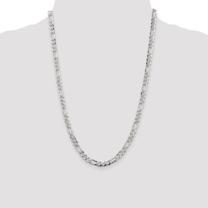 Sterling Silver 5.5mm Pav� Flat Figaro Chain