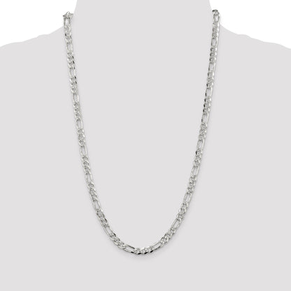 Sterling Silver 5.5mm Pav� Flat Figaro Chain