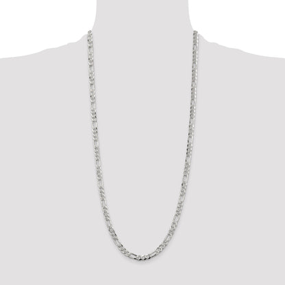 Sterling Silver 5.5mm Pav� Flat Figaro Chain