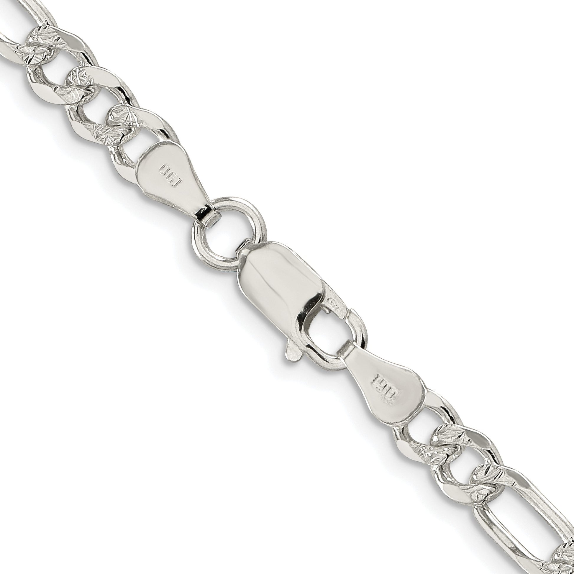 Sterling Silver Rhodium-plated 5.5mm Pav� Flat Figaro Chain