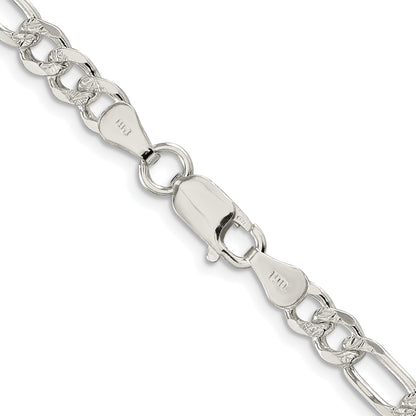 Sterling Silver Rhodium-plated 5.5mm Pav� Flat Figaro Chain