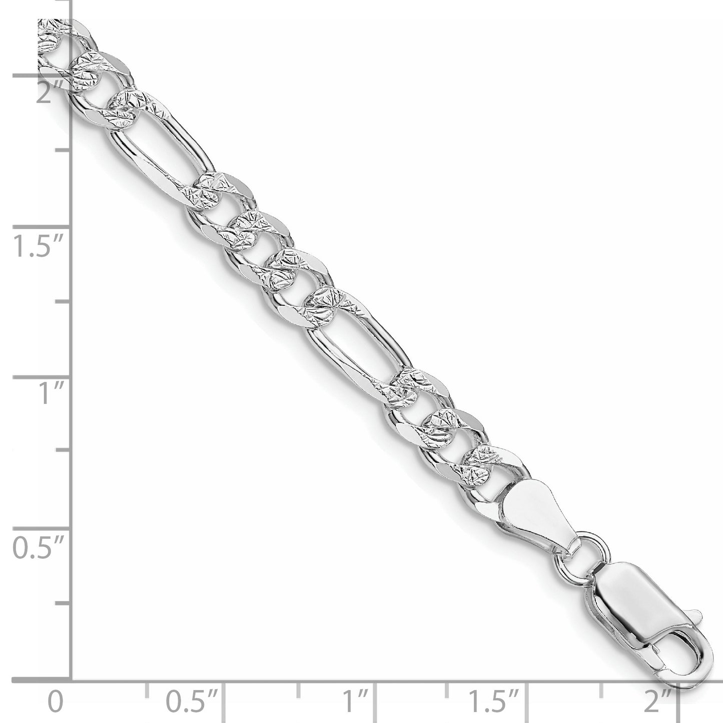 Sterling Silver Rhodium-plated 5.5mm Pav� Flat Figaro Chain