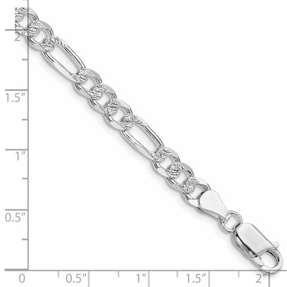Sterling Silver Rhodium-plated 5.5mm Pav� Flat Figaro Chain