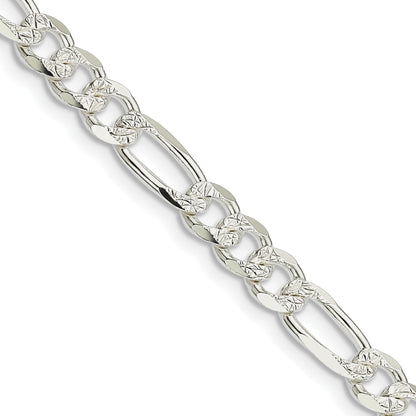 Sterling Silver 5.5mm Pav� Flat Figaro Chain