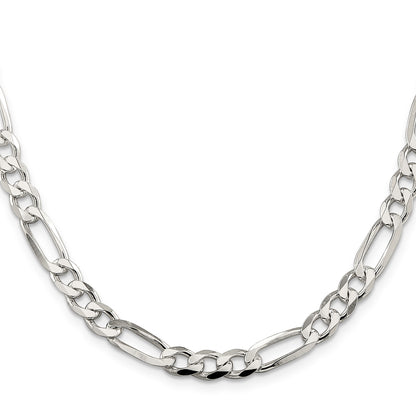Sterling Silver 7.0mm Pav� Flat Figaro Chain