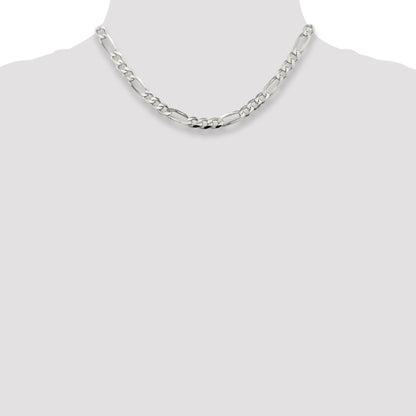 Sterling Silver 7.0mm Pav� Flat Figaro Chain