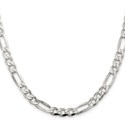 Sterling Silver Rhodium-plated 6.75mm Pav� Flat Figaro Chain