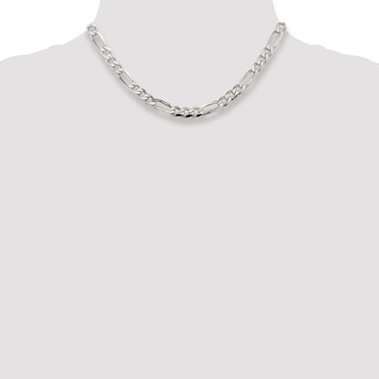 Sterling Silver Rhodium-plated 6.75mm Pav� Flat Figaro Chain