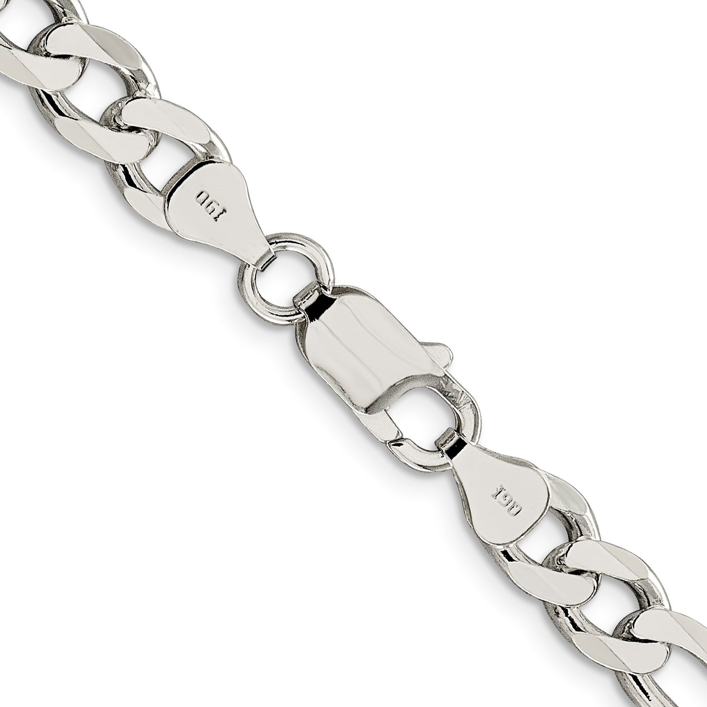 Sterling Silver 7.25mm Pav� Flat Figaro Chain