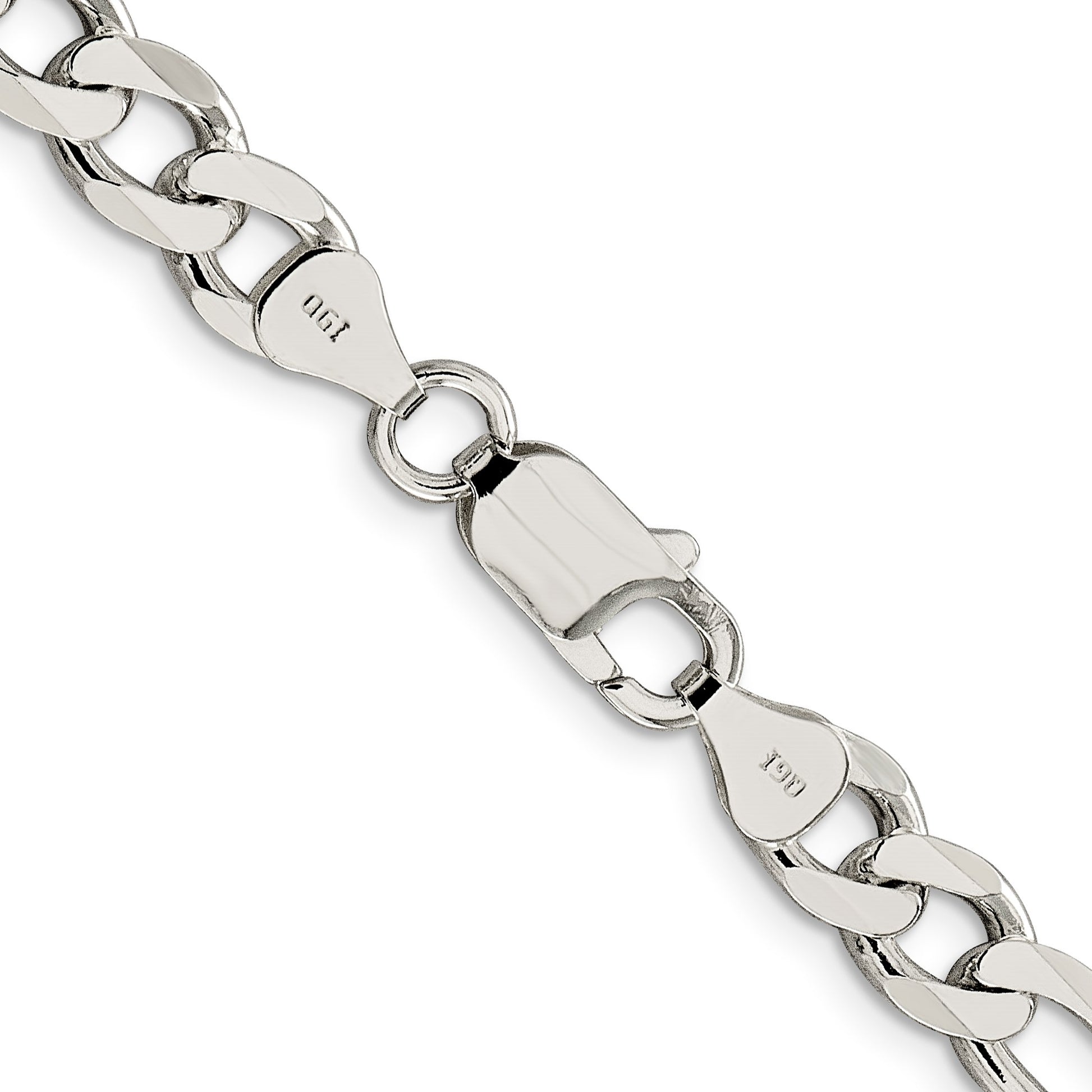 Sterling Silver 7.25mm Pav� Flat Figaro Chain