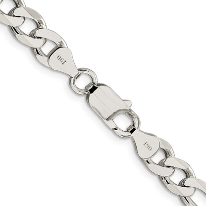 Sterling Silver 7.25mm Pav� Flat Figaro Chain