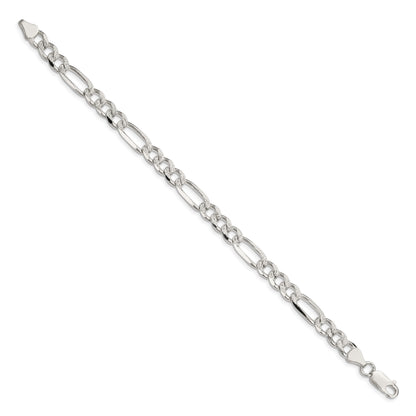 Sterling Silver 7.25mm Pav� Flat Figaro Chain
