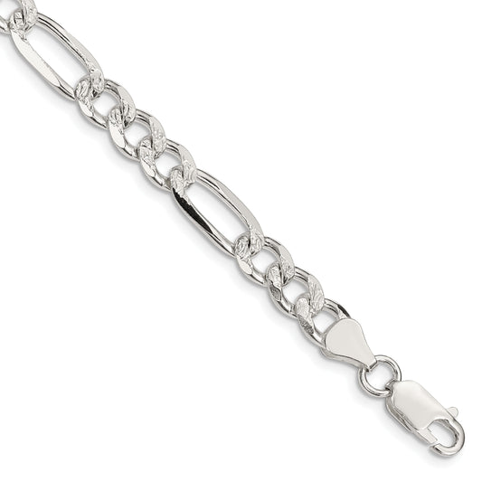 Sterling Silver 7.25mm Pav� Flat Figaro Chain