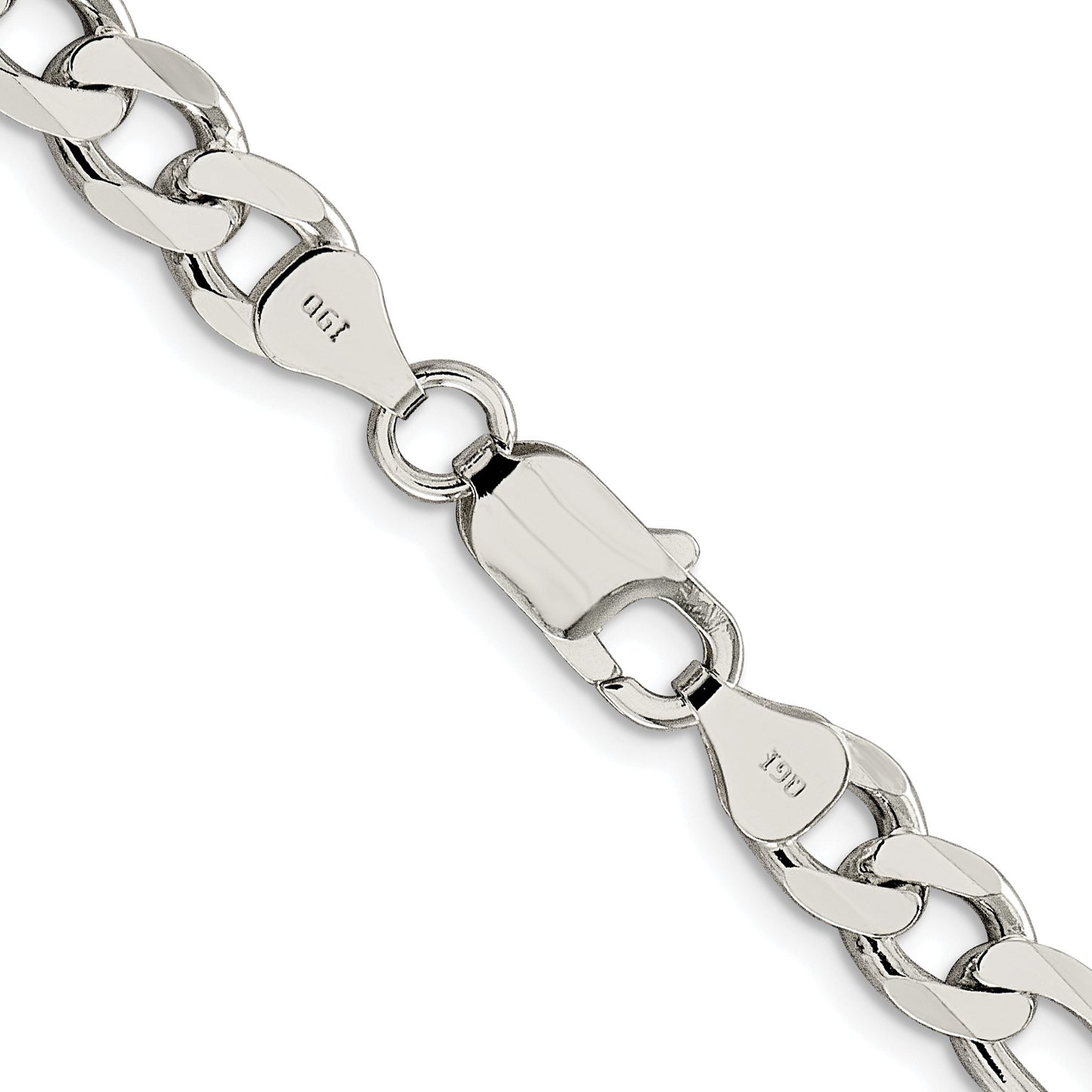 Sterling Silver Rhodium-plated 7.25mm Pav� Flat Figaro Chain