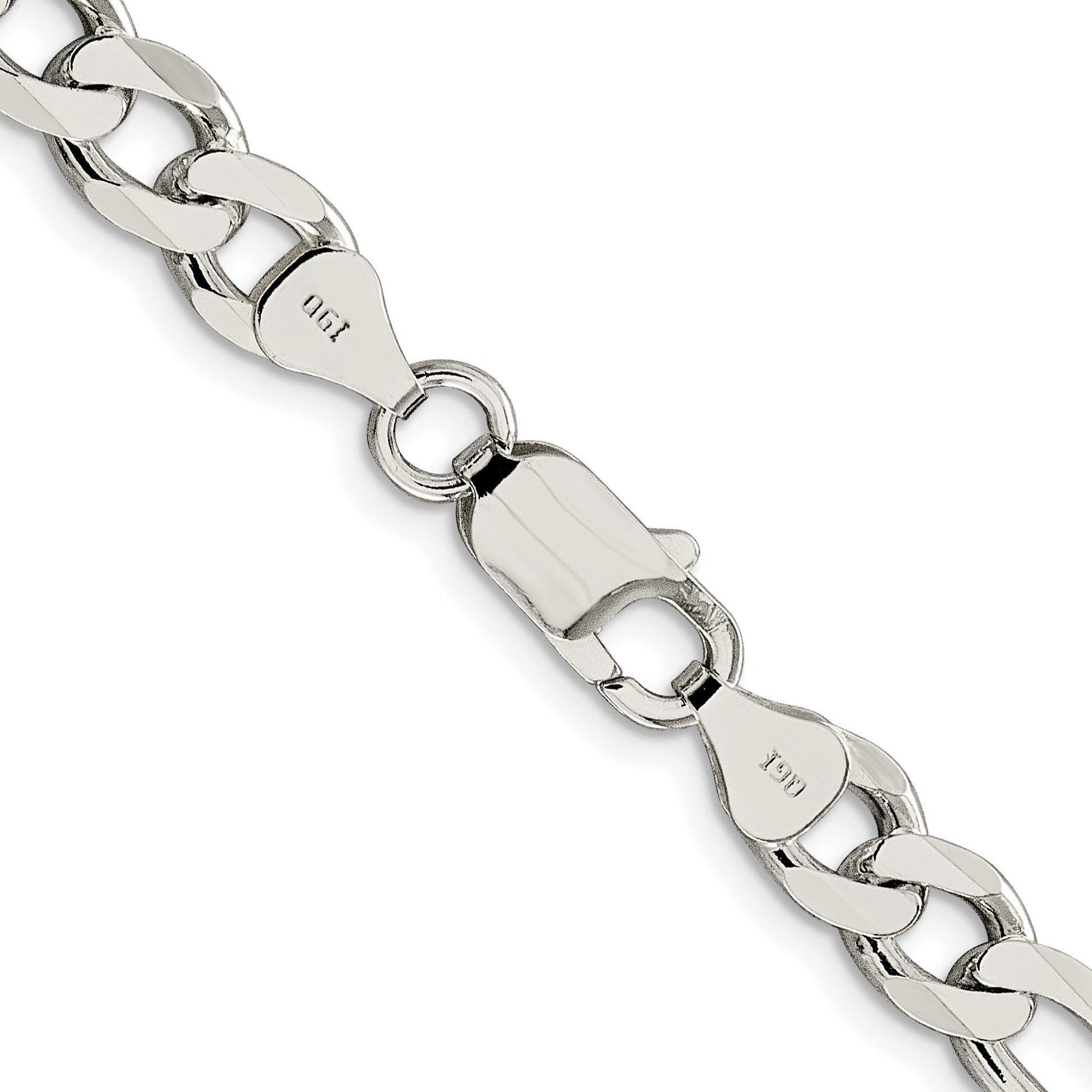 Sterling Silver Rhodium-plated 7.25mm Pav� Flat Figaro Chain