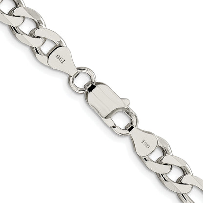 Sterling Silver Rhodium-plated 7.25mm Pav� Flat Figaro Chain