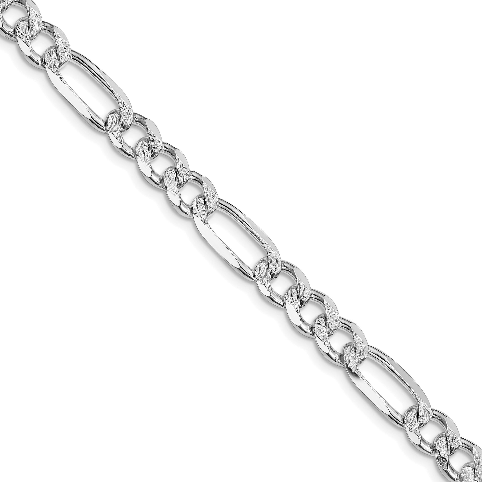 Sterling Silver Rhodium-plated 7.25mm Pav� Flat Figaro Chain