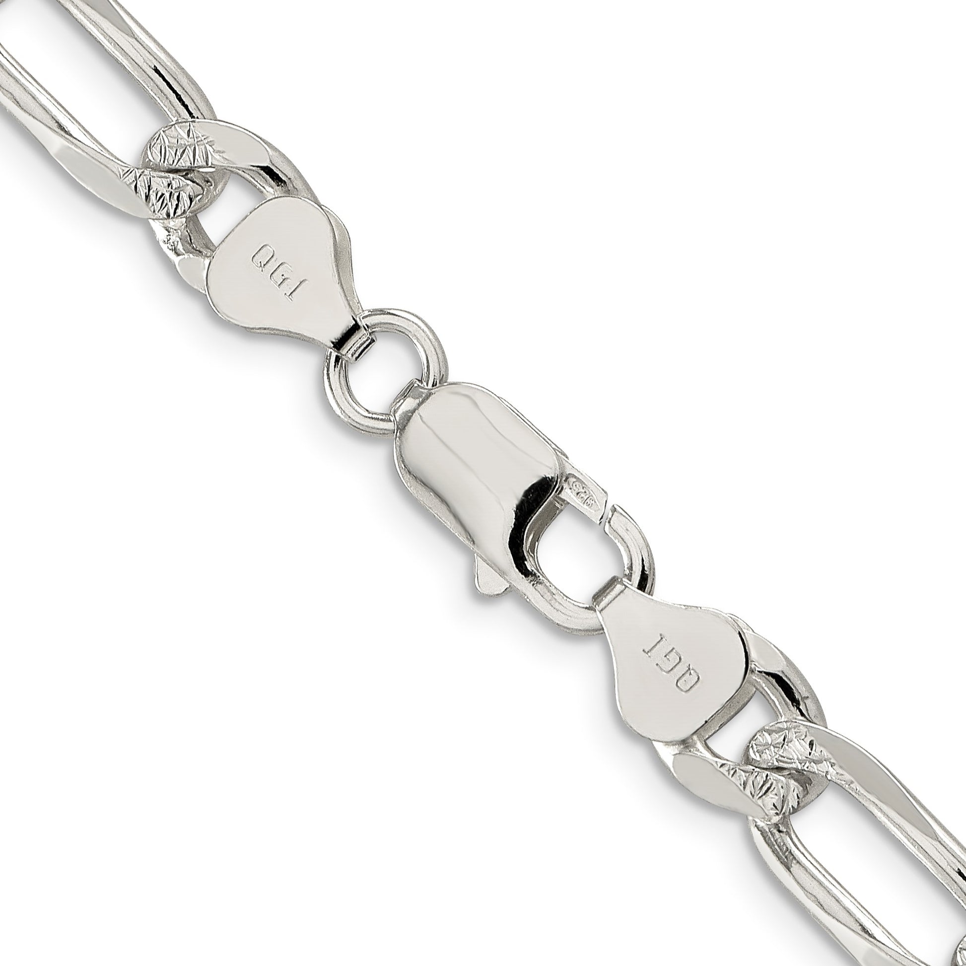 Sterling Silver 8mm Pav� Flat Figaro Chain