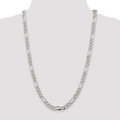 Sterling Silver 8mm Pav� Flat Figaro Chain