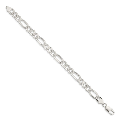 Sterling Silver 8mm Pav� Flat Figaro Chain