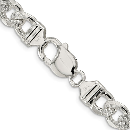 Sterling Silver 9.5mm Pav� Flat Figaro Chain