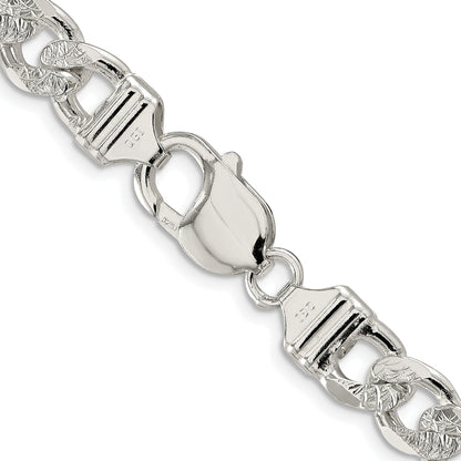 Sterling Silver Rhodium-plated 9.5mm Pav� Flat Figaro Chain