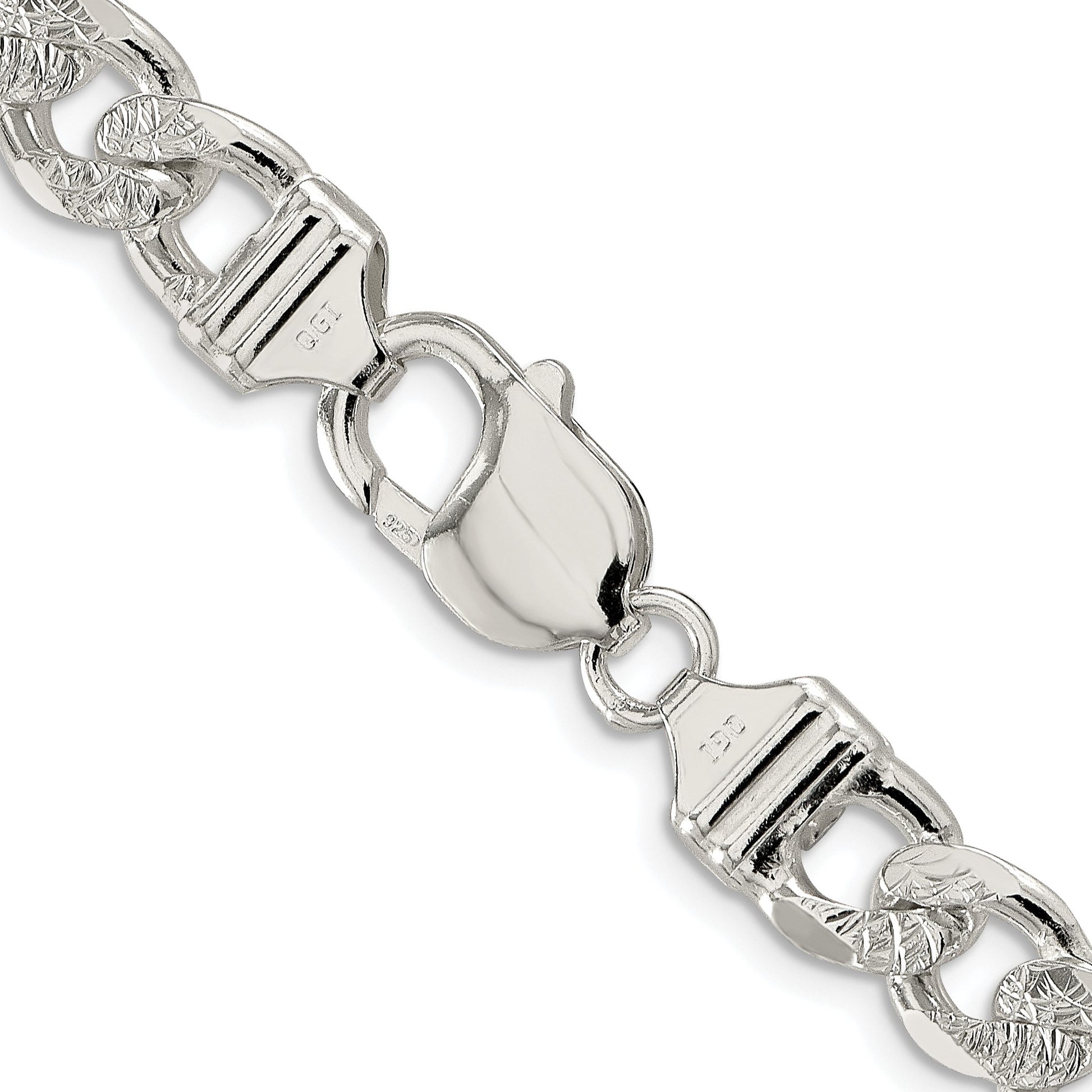 Sterling Silver Rhodium-plated 9.5mm Pav� Flat Figaro Chain
