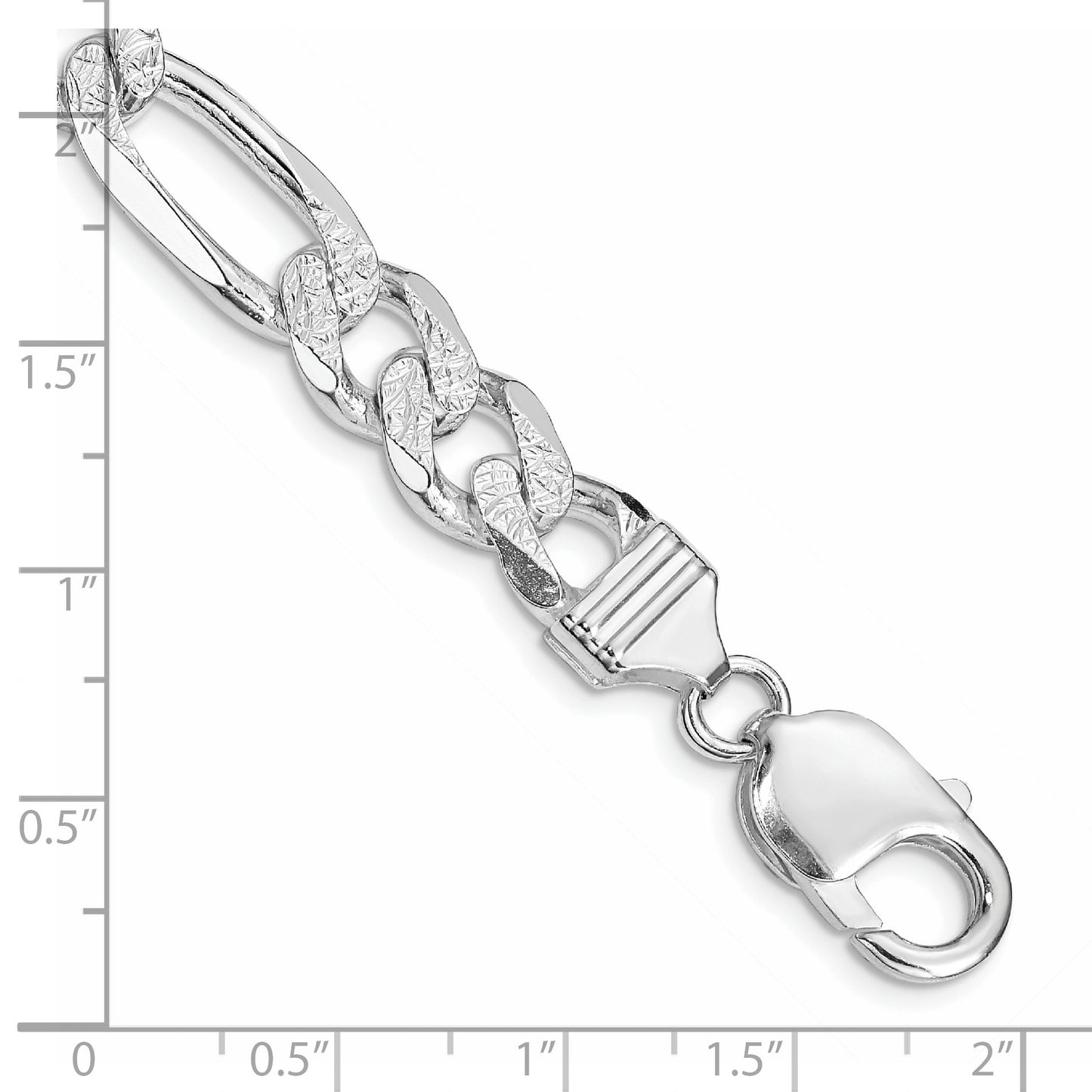 Sterling Silver Rhodium-plated 9.5mm Pav� Flat Figaro Chain