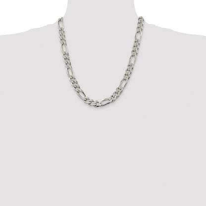 Sterling Silver 11.0mm Pav� Flat Figaro Chain