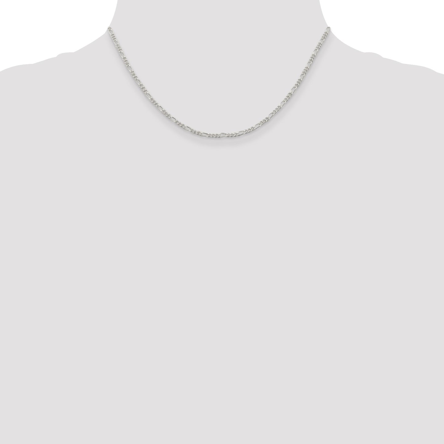 Sterling Silver Rhodium-plated 2.25mm Figaro Chain
