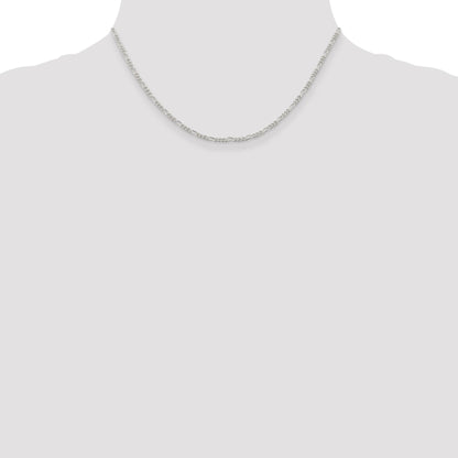 Sterling Silver Rhodium-plated 2.25mm Figaro Chain