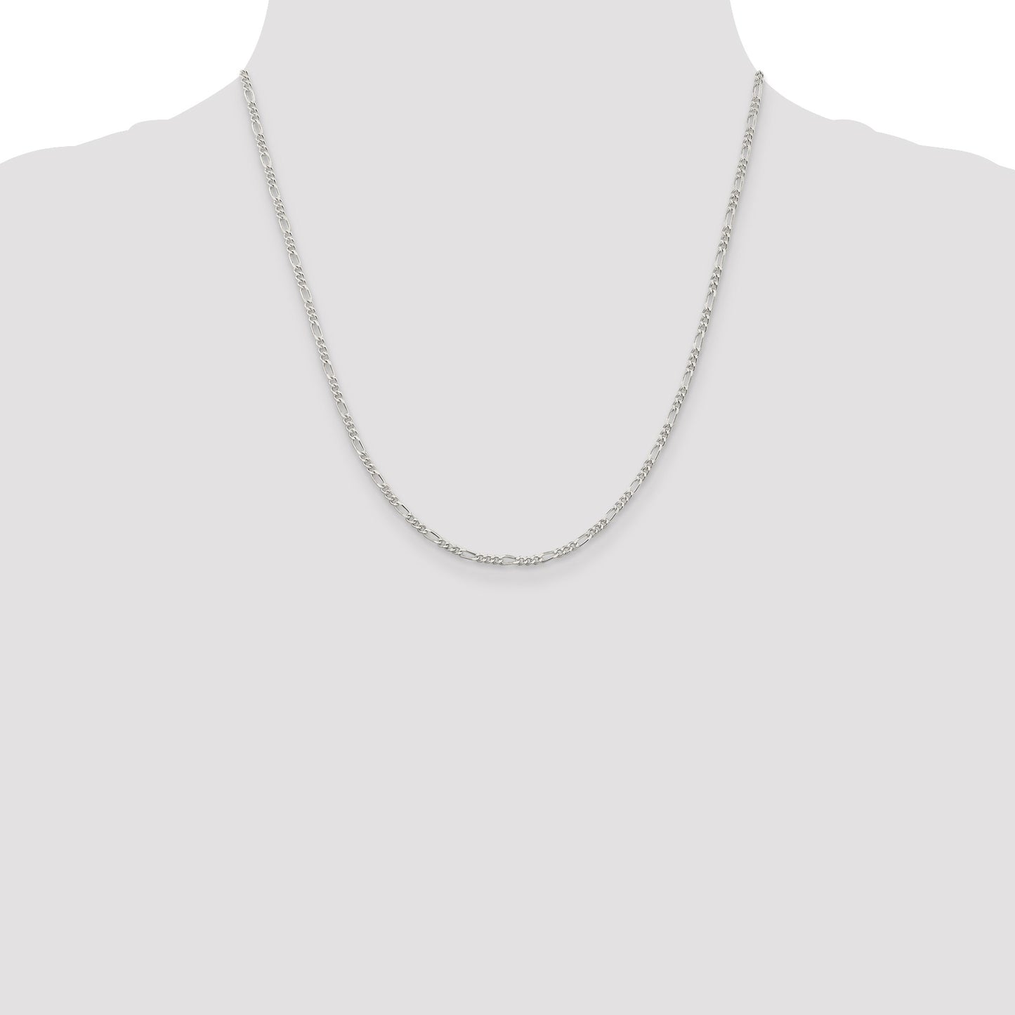 Sterling Silver Rhodium-plated 2.25mm Figaro Chain