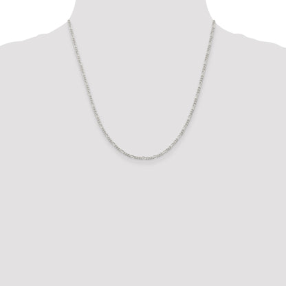 Sterling Silver Rhodium-plated 2.25mm Figaro Chain
