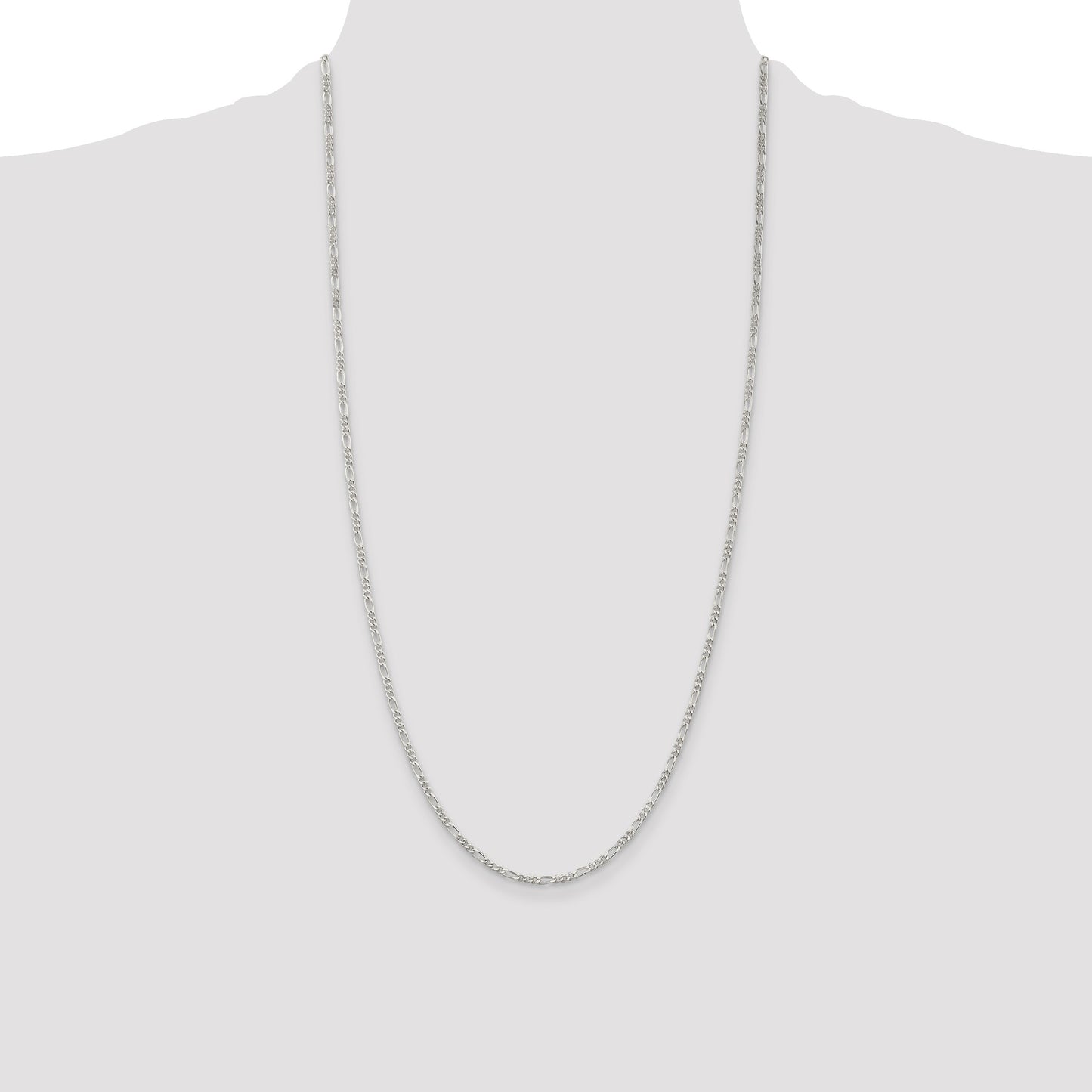 Sterling Silver Rhodium-plated 2.25mm Figaro Chain