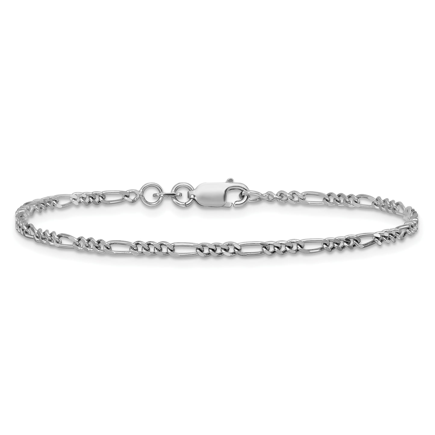 Sterling Silver Rhodium-plated 2.25mm Figaro Chain
