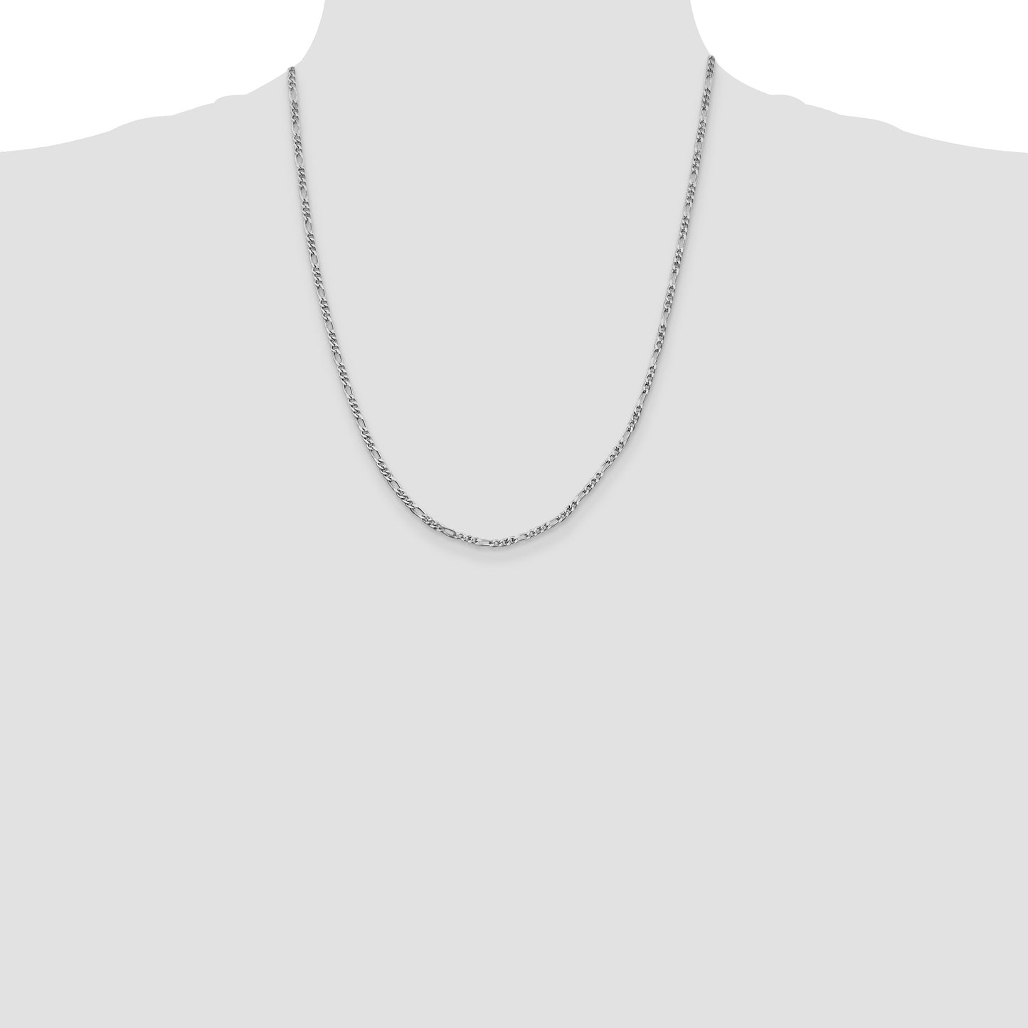 Sterling Silver Rhodium-plated 2.5mm Figaro Chain