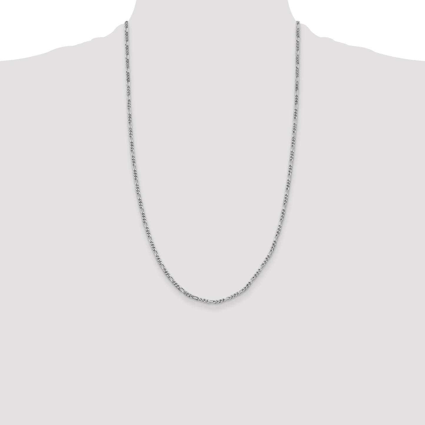 Sterling Silver Rhodium-plated 2.5mm Figaro Chain