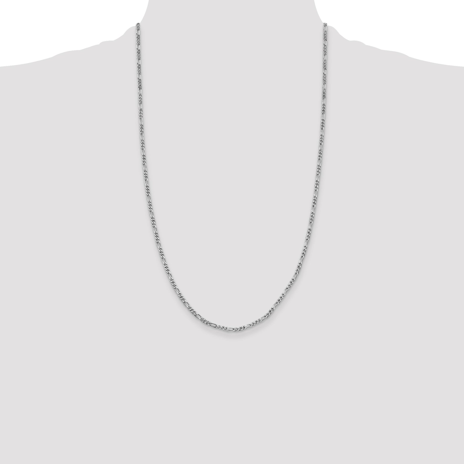 Sterling Silver Rhodium-plated 2.5mm Figaro Chain