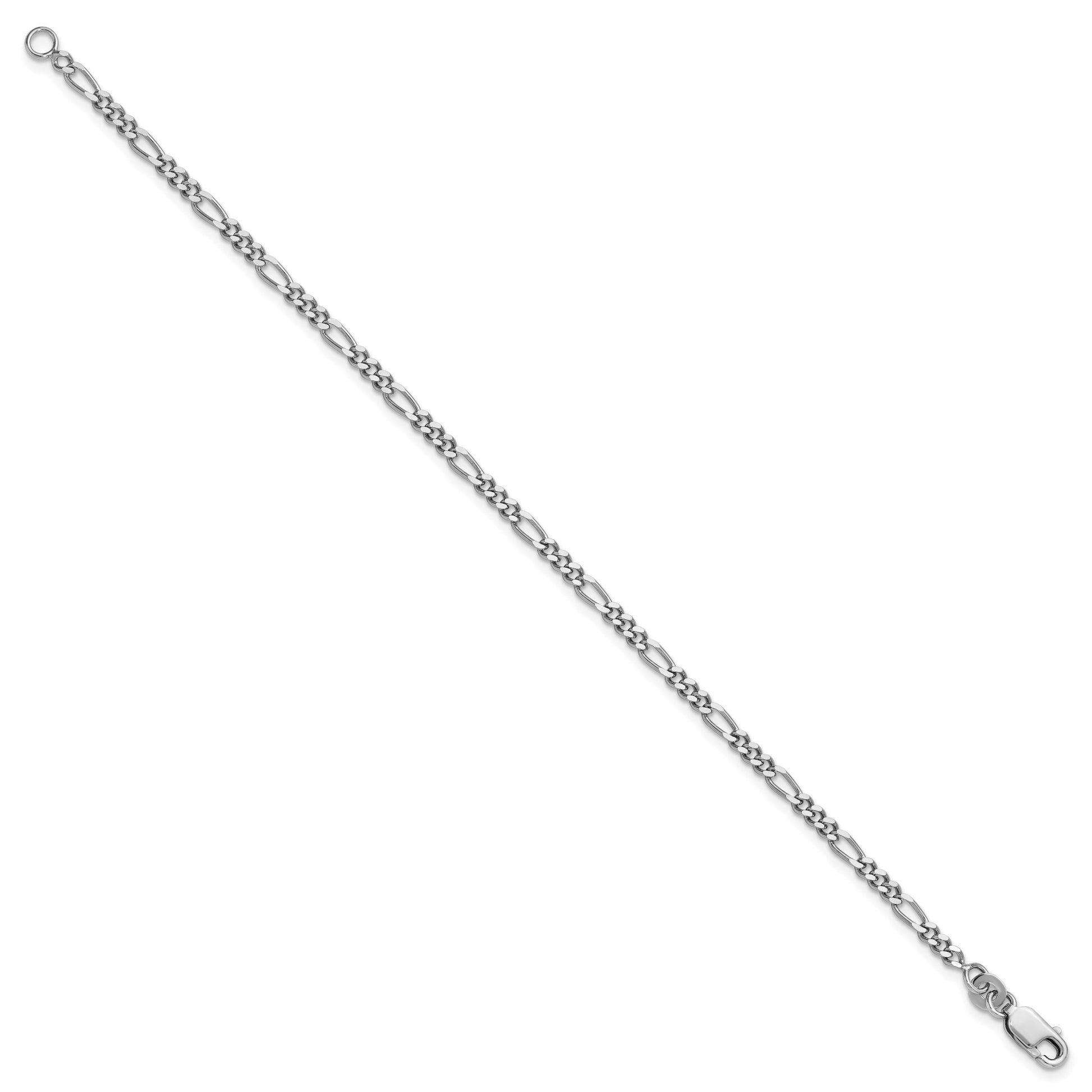 Sterling Silver Rhodium-plated 2.5mm Figaro Chain