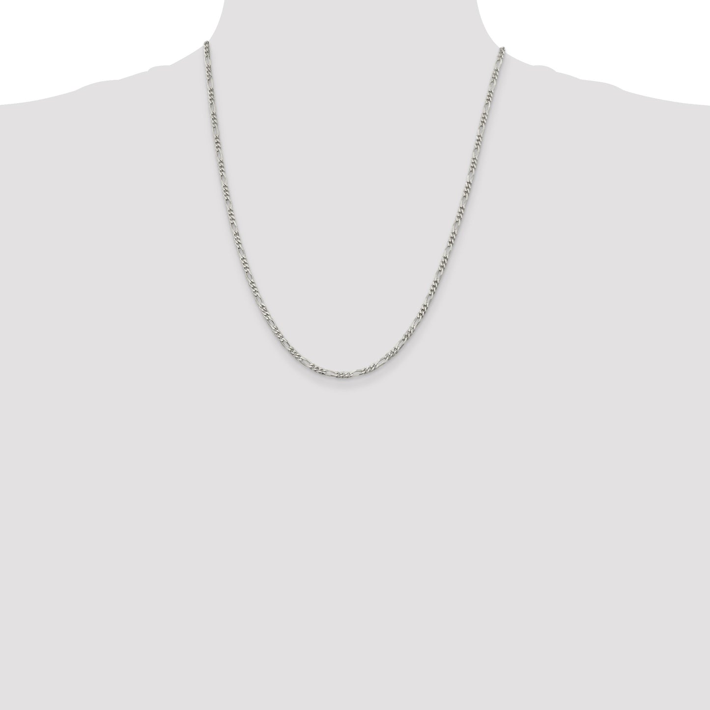 Sterling Silver 2.85mm Figaro Chain