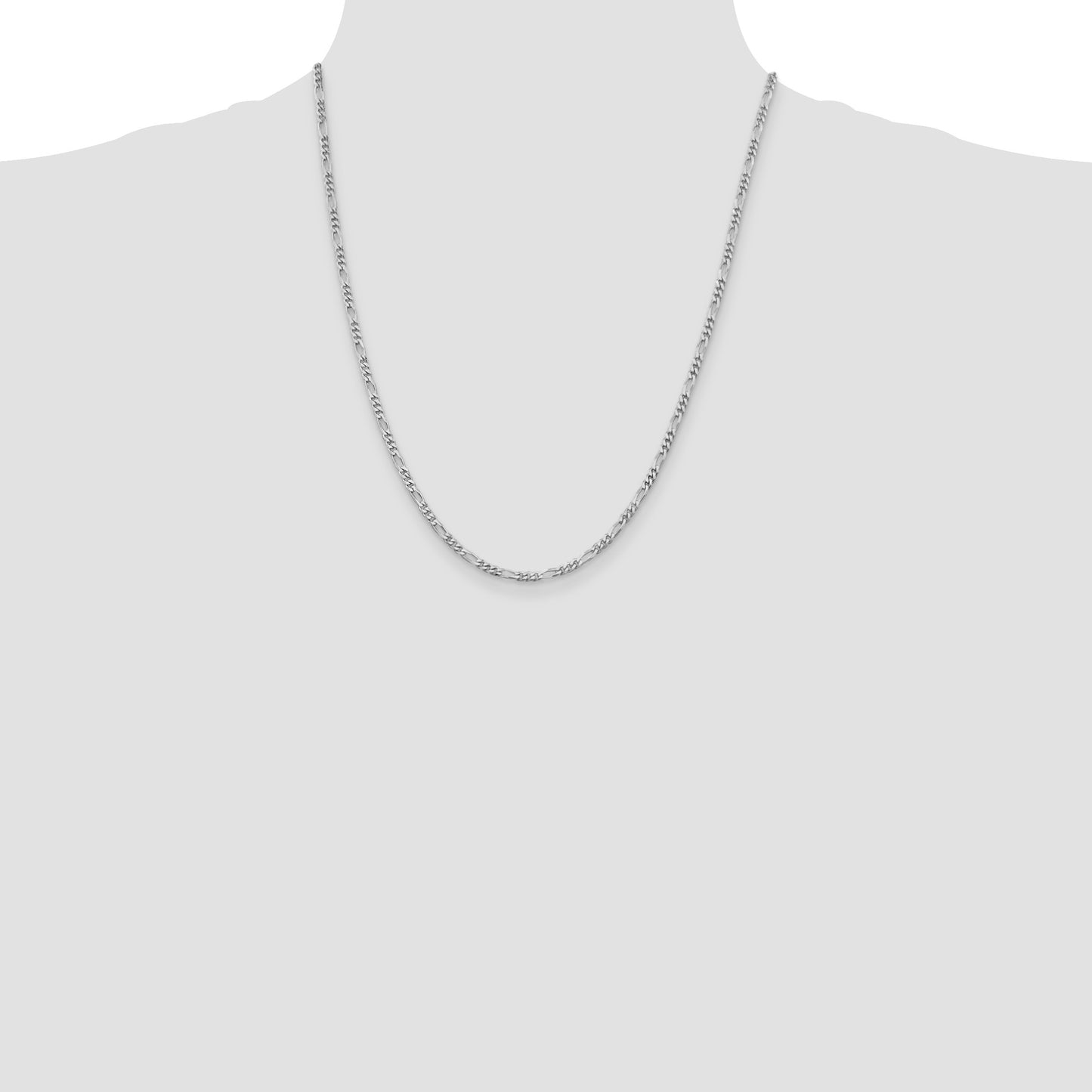 Sterling Silver Rhodium-plated 2.85mm Figaro Chain